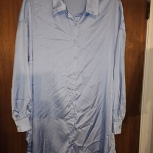 SHEIN Light Blue Long Sleeve Blouse